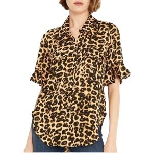 Misa- Leopard Ruffle Short sleeve Top